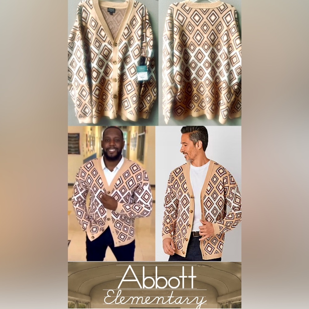 ABBOTT ELEMENTARY VOLUME 1 DIAMOND PATTERN CARDIGAN MENS SIZE L~NWT